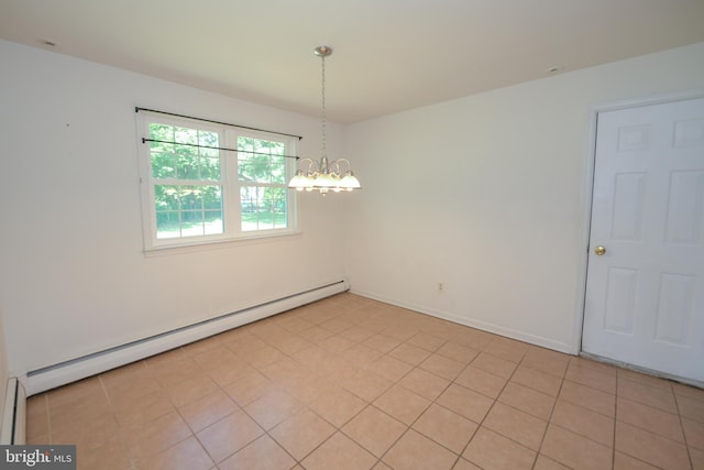2 Broadale Rd, Doylestown, PA 18901 - empty room featuring a baseboard radiator and a chandelier