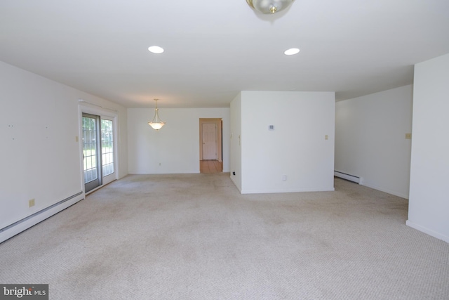 2 Broadale Rd, Doylestown, PA 18901 - empty room featuring baseboard heating, a baseboard heating unit, light carpet, and recessed lighting