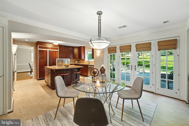 508 Vierling Dr, Silver Spring, MD 20904 - dining space featuring french doors and recessed lighting