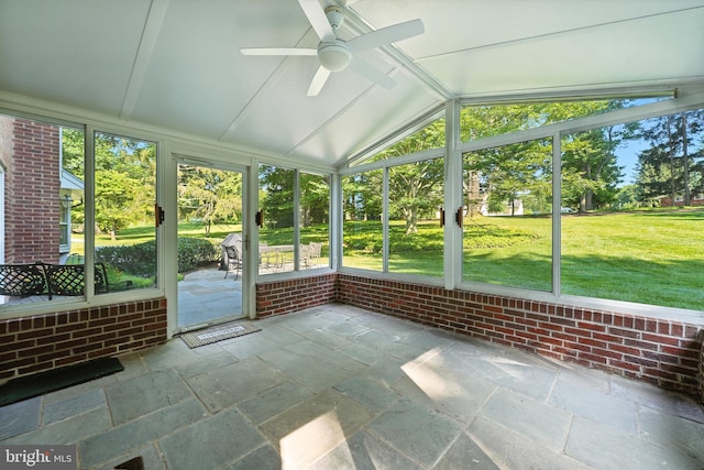 508 Vierling Dr, Silver Spring, MD 20904 - unfurnished sunroom with a ceiling fan, lofted ceiling, and plenty of natural light