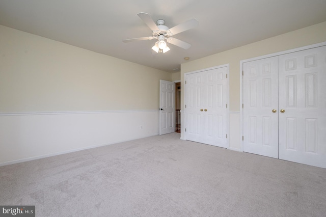 12 Deerpath Ln, Columbus, NJ 08022 - unfurnished bedroom featuring two closets, carpet floors, and ceiling fan