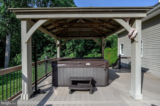 12 Deerpath Ln, Columbus, NJ 08022 - wooden deck featuring a hot tub and a gazebo