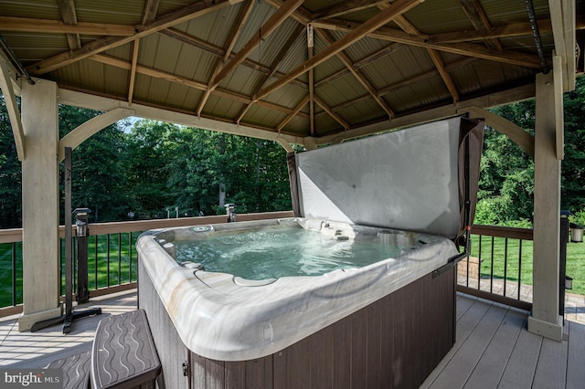 12 Deerpath Ln, Columbus, NJ 08022 - wooden deck with a gazebo and a hot tub