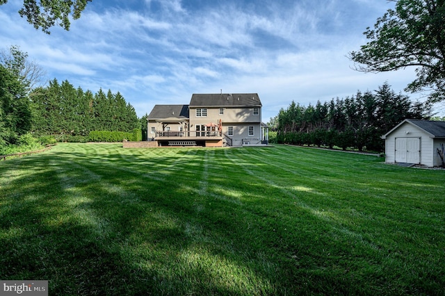 12 Deerpath Ln, Columbus, NJ 08022 - rear view of property with a shed, a lawn, and a wooden deck
