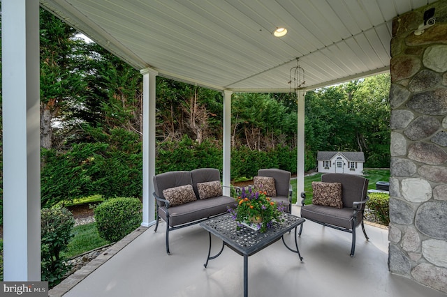 12 Deerpath Ln, Columbus, NJ 08022 - view of patio with outdoor lounge area and a storage unit