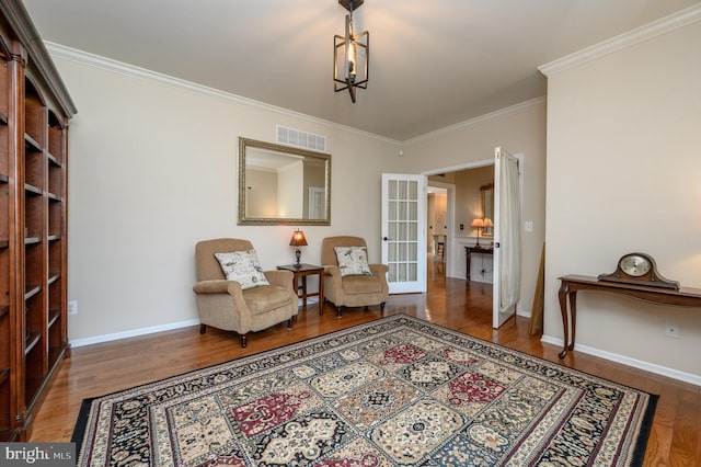 12 Deerpath Ln, Columbus, NJ 08022 - sitting room featuring wood finished floors and crown molding