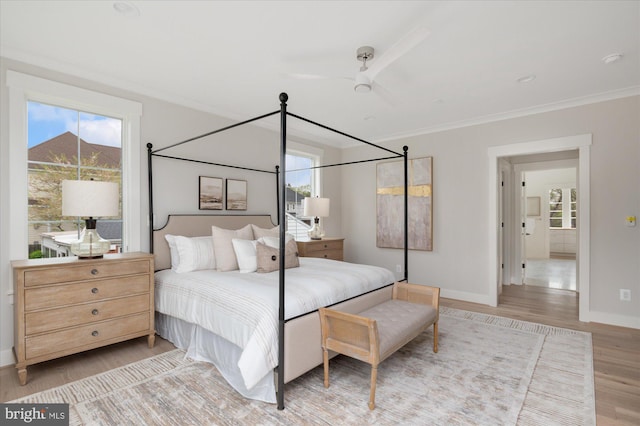 2724 N Dinwiddie St, Arlington, VA 22207 - bedroom featuring wood finished floors, crown molding, and a ceiling fan
