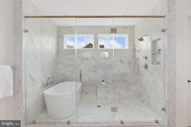 2724 N Dinwiddie St, Arlington, VA 22207 - bathroom with a freestanding tub and a shower stall