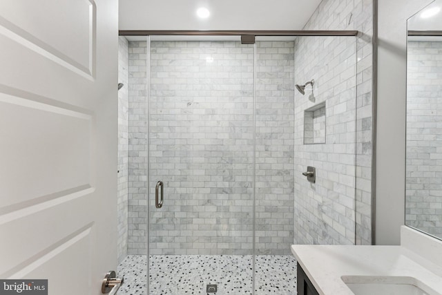614 I St NE Unit 1, Washington, DC 20002 - bathroom featuring vanity and a shower stall