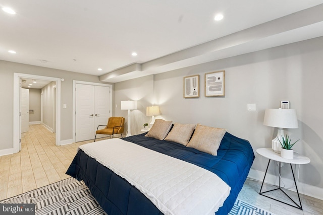 614 I St NE Unit 1, Washington, DC 20002 - bedroom with recessed lighting, a closet, and wood finished floors