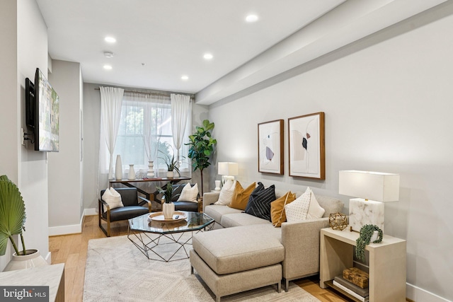 614 I St NE Unit 1, Washington, DC 20002 - living room featuring light wood-style floors and recessed lighting