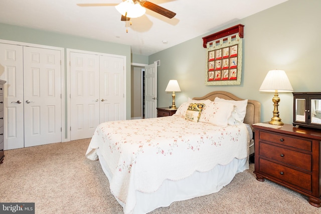 1338 Chami Dr Unit 196, Spring Grove, PA 17362 - bedroom with two closets, carpet floors, and ceiling fan