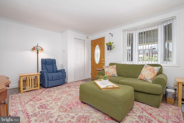 2302 Searles Rd, Dundalk, MD 21222 - living area with ornamental molding and plenty of natural light