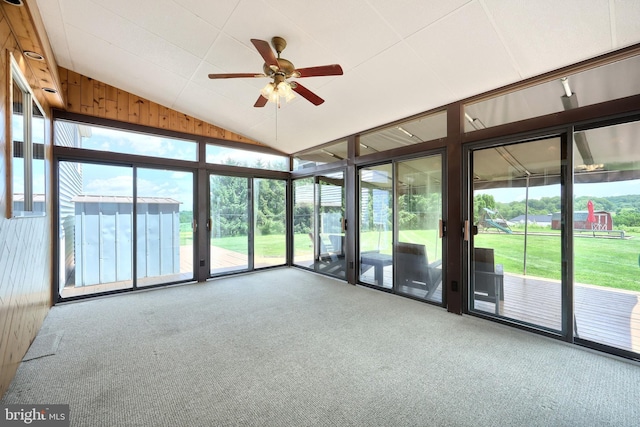 4604 View Dr, Spring Grove, PA 17362 - unfurnished sunroom with ceiling fan and vaulted ceiling