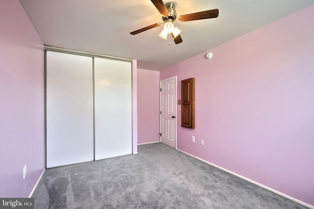 4604 View Dr, Spring Grove, PA 17362 - unfurnished bedroom with carpet flooring, a closet, and a ceiling fan