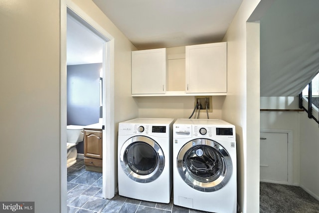 4604 View Dr, Spring Grove, PA 17362 - washroom featuring independent washer and dryer and cabinet space