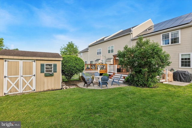100 Windsor Ct, Richlandtown, PA 18955 - rear view of house with a storage shed, a yard, and a wooden deck