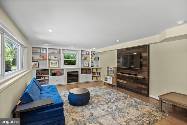 295 Crescent Ave, Moorestown, NJ 08057 - living room featuring wood finished floors, a fireplace, and recessed lighting