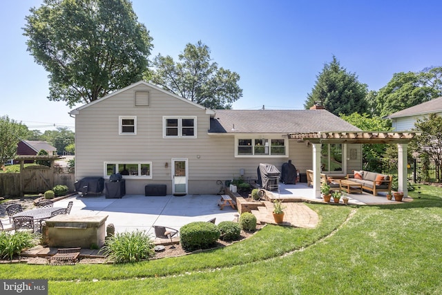 295 Crescent Ave, Moorestown, NJ 08057 - back of house featuring an outdoor hangout area, a patio, a pergola, and roof with shingles