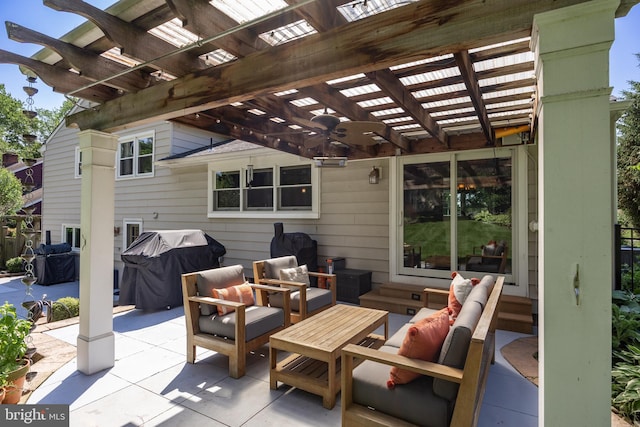 295 Crescent Ave, Moorestown, NJ 08057 - view of patio featuring an outdoor hangout area, a pergola, and a grill