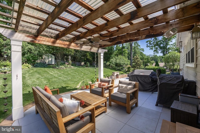 295 Crescent Ave, Moorestown, NJ 08057 - view of patio featuring grilling area, outdoor lounge area, a storage unit, and a pergola
