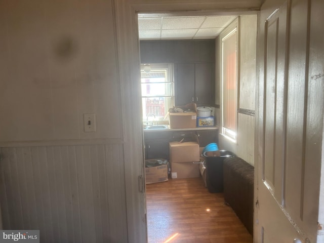 19 E Main St, Richland, PA 17087 - corridor with wood finished floors, a paneled ceiling, and a decorative wall