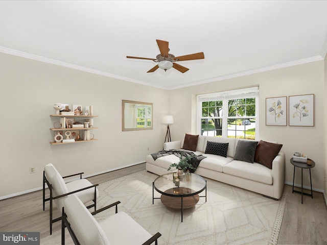 23732 Rolling Fork Way, Gaithersburg, MD 20882 - living area with wood finished floors, crown molding, and ceiling fan