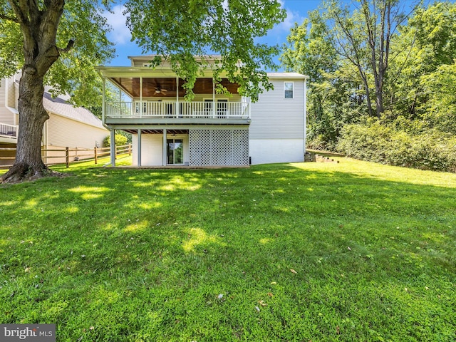 23732 Rolling Fork Way, Gaithersburg, MD 20882 - rear view of property featuring ceiling fan and a wooden deck