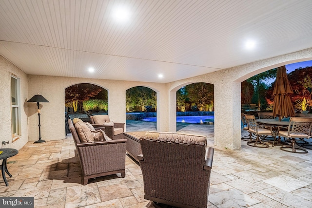 61 Brooks Rd, Moorestown, NJ 08057 - view of patio / terrace featuring a covered pool, outdoor dining space, and an outdoor hangout area