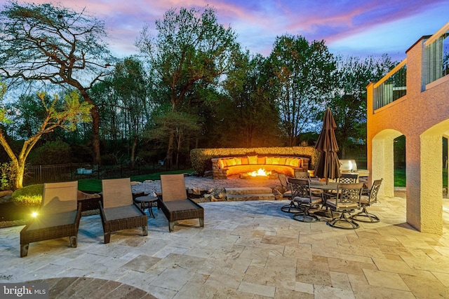 61 Brooks Rd, Moorestown, NJ 08057 - patio terrace at dusk with a patio, outdoor dining space, and a balcony