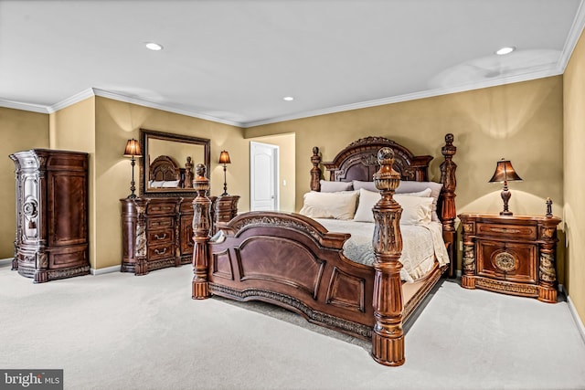 61 Brooks Rd, Moorestown, NJ 08057 - bedroom featuring carpet flooring, crown molding, and recessed lighting