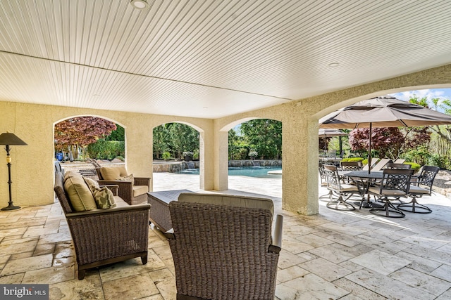 61 Brooks Rd, Moorestown, NJ 08057 - view of patio / terrace with outdoor dining space, an outdoor pool, and an outdoor living space