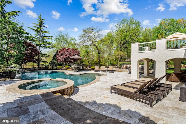 61 Brooks Rd, Moorestown, NJ 08057 - view of swimming pool featuring a patio area and a pool with connected hot tub