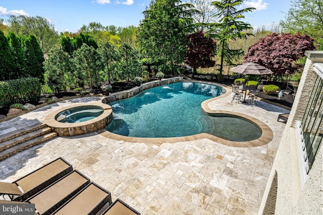 61 Brooks Rd, Moorestown, NJ 08057 - view of swimming pool with a patio area and a pool with connected hot tub
