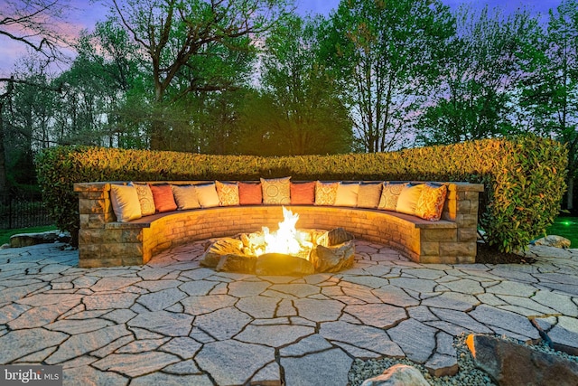 61 Brooks Rd, Moorestown, NJ 08057 - patio terrace at dusk featuring a fire pit and a patio area
