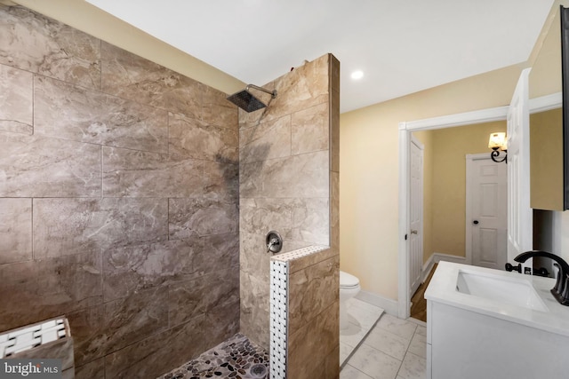 100 Powelton Ave, Lansdowne, PA 19050 - full bathroom featuring vanity, a walk in shower, and marble look tiles