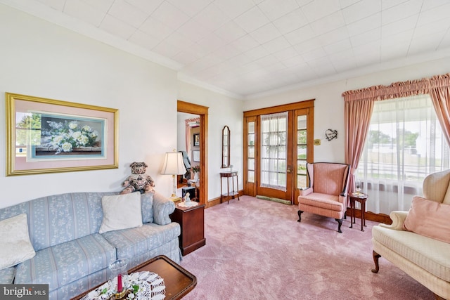 615 Convent Rd, Aston, PA 19014 - living room with carpet flooring and crown molding