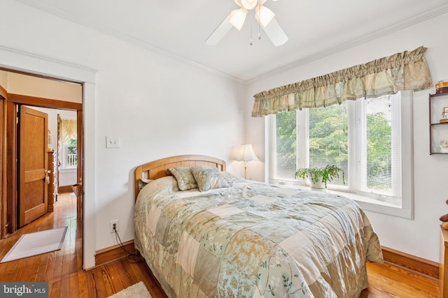 615 Convent Rd, Aston, PA 19014 - bedroom featuring ornamental molding, hardwood / wood-style floors, and a ceiling fan