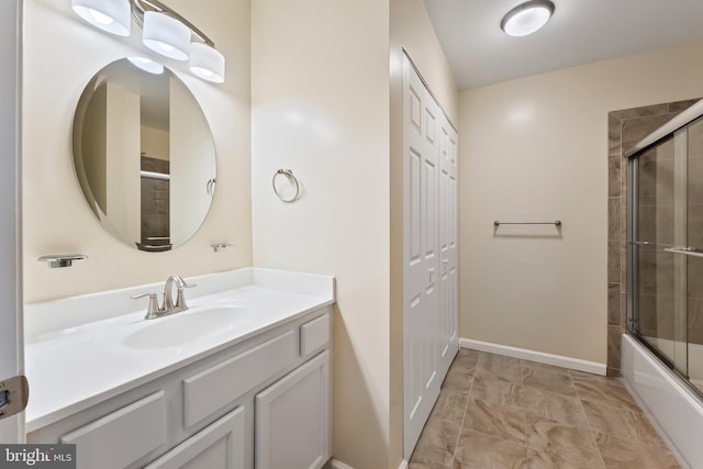 3622 Gleneagles Dr Unit 9-2C, Silver Spring, MD 20906 - full bathroom with vanity, enclosed tub / shower combo, and marble look tiles