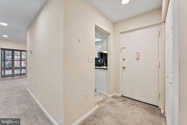 3622 Gleneagles Dr Unit 9-2C, Silver Spring, MD 20906 - hall featuring light carpet and recessed lighting