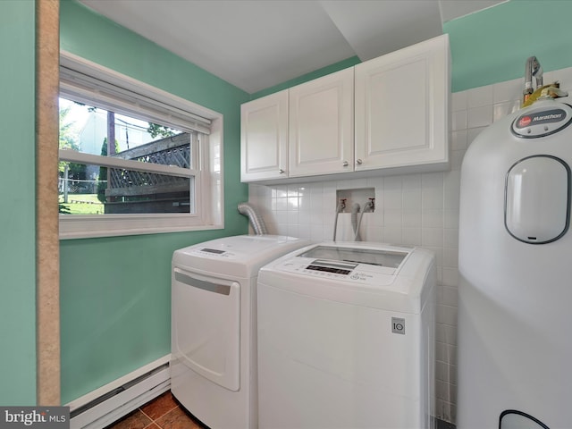 171 Tanglewood Ln, Lancaster, PA 17601 - laundry area with a baseboard radiator, cabinet space, and washer and dryer
