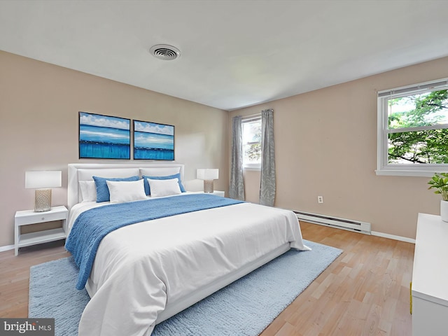 171 Tanglewood Ln, Lancaster, PA 17601 - bedroom featuring multiple windows, baseboard heating, and light wood-style floors