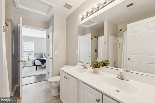 44203 Litchfield Ter, Ashburn, VA 20147 - ensuite bathroom featuring double vanity, a shower with shower curtain, and tile patterned flooring