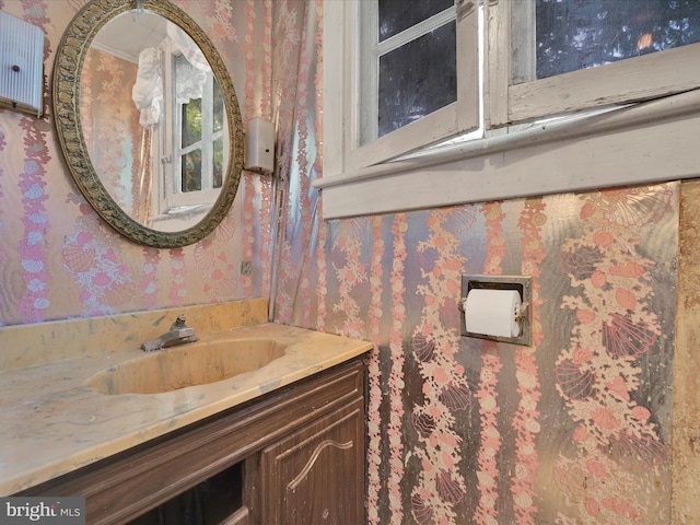 234 N Coal St, Port Carbon, PA 17965 - bathroom with wallpapered walls and vanity