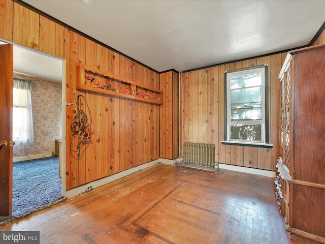 234 N Coal St, Port Carbon, PA 17965 - spare room featuring radiator heating unit, healthy amount of natural light, and wood walls