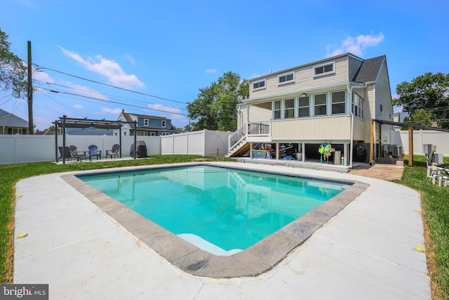 1555 Lukens Ave, Abington, PA 19001 - view of swimming pool with a fenced backyard, a patio area, and stairway