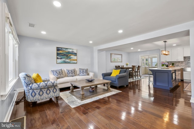 1555 Lukens Ave, Abington, PA 19001 - living area featuring dark wood-type flooring and recessed lighting