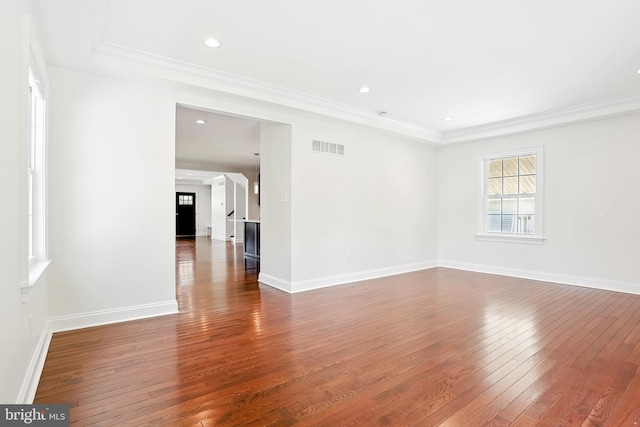 228 Warren Blvd, Broomall, PA 19008 - spare room with hardwood / wood-style floors, crown molding, and recessed lighting