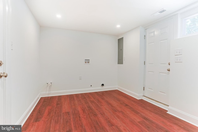 228 Warren Blvd, Broomall, PA 19008 - unfurnished room with electric panel, wood finished floors, and recessed lighting