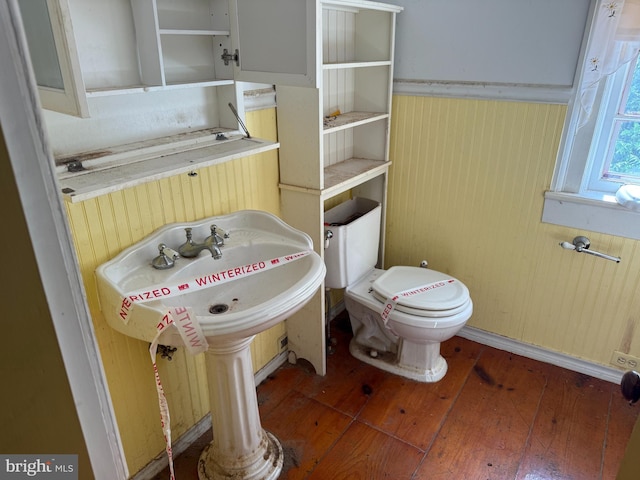 10 Kricks Mill Rd, Womelsdorf, PA 19567 - bathroom with hardwood / wood-style floors, a wainscoted wall, and wood walls